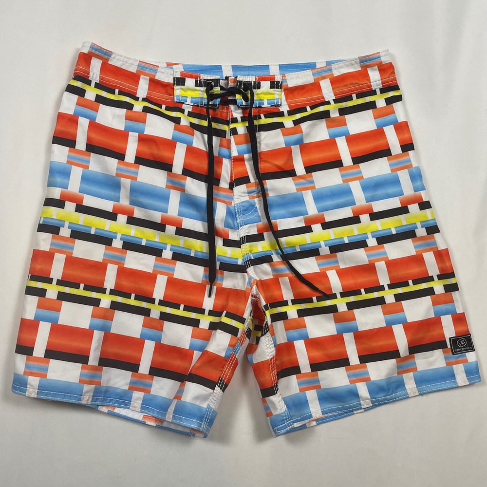 Von Zipper Board Shorts Mens 34 Bright Geometric Print Swim Trunks Beach Surf